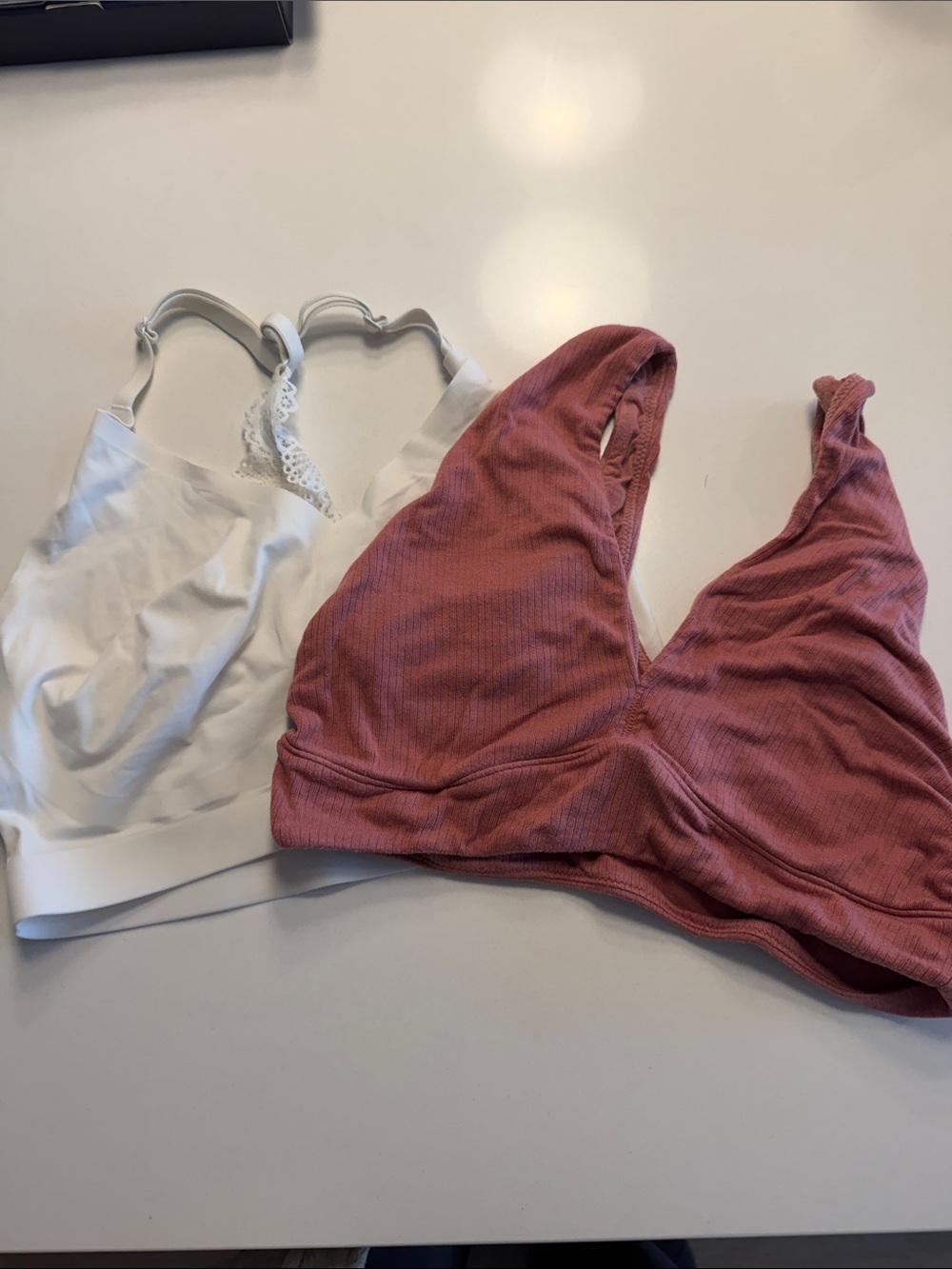 Soma Wireless Bralette Duo - White & Dusty Rose